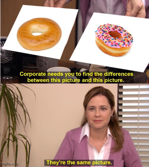A bagel is just a naked donut | image tagged in memes,they're the same picture | made w/ Imgflip meme maker