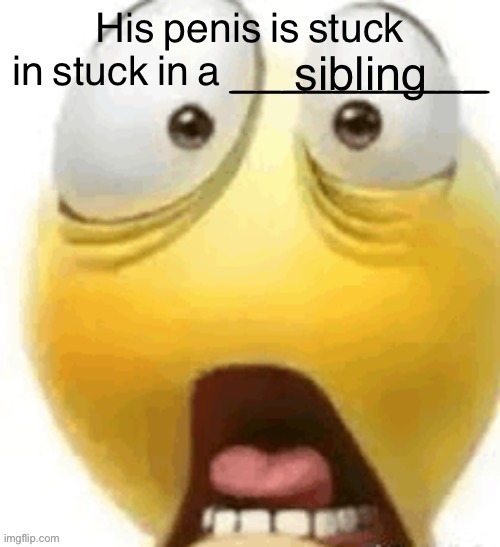 HIS PENIS IS STUCK IN A | sibling | image tagged in his penis is stuck in a | made w/ Imgflip meme maker