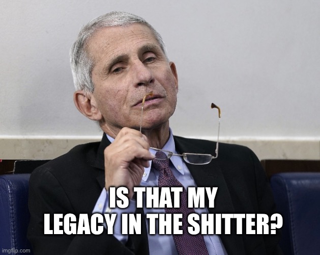 Dr. Fauci | IS THAT MY LEGACY IN THE SHITTER? | image tagged in dr fauci,politics,political meme | made w/ Imgflip meme maker