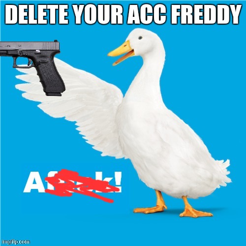 delete ur acc freddy (its a temp btw) | DELETE YOUR ACC FREDDY | image tagged in custom template | made w/ Imgflip meme maker