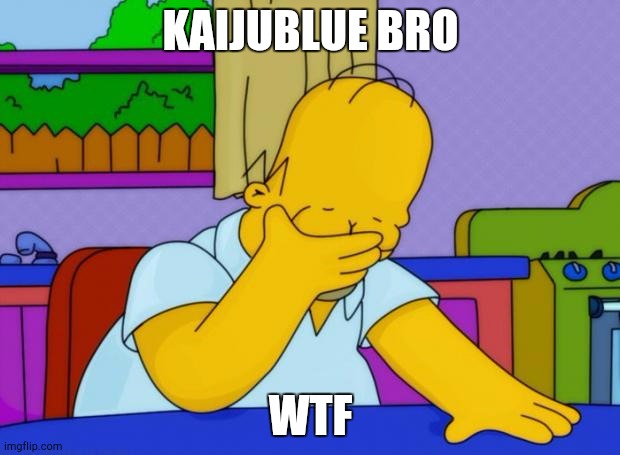 smh homer | KAIJUBLUE BRO; WTF | image tagged in smh homer | made w/ Imgflip meme maker