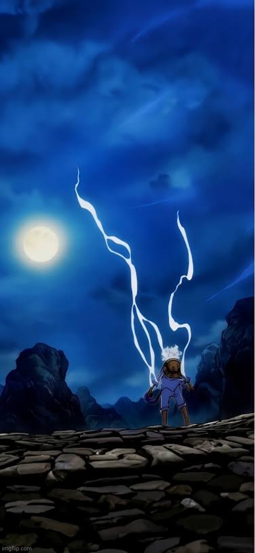 Luffy gear 5 looking at moon | image tagged in luffy gear 5 looking at moon | made w/ Imgflip meme maker