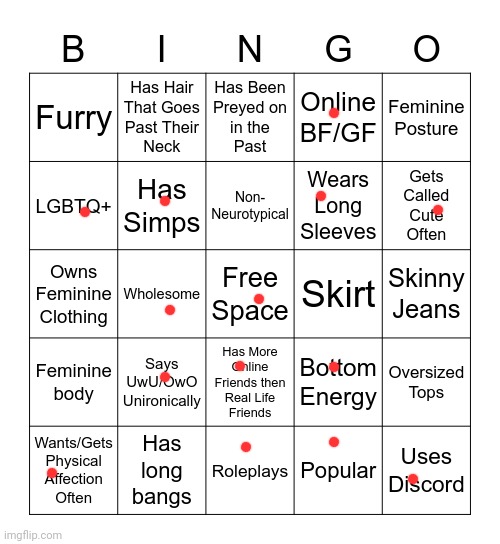wild | image tagged in femboy bingo | made w/ Imgflip meme maker