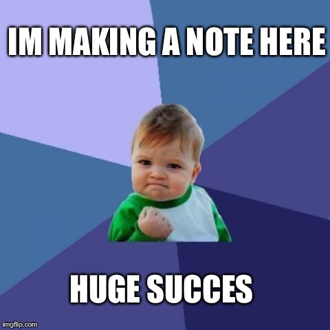 Success Kid | IM MAKING A NOTE HERE HUGE SUCCES | image tagged in memes,success kid | made w/ Imgflip meme maker