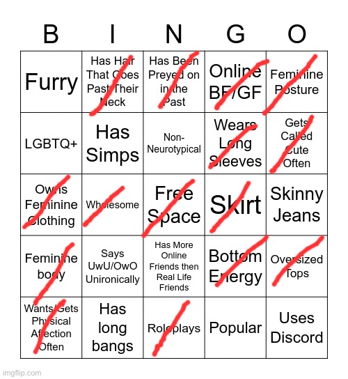 Femboy Bingo | image tagged in femboy bingo | made w/ Imgflip meme maker