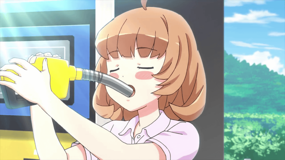 Anime girl drinking gasoline Blank Meme Template
