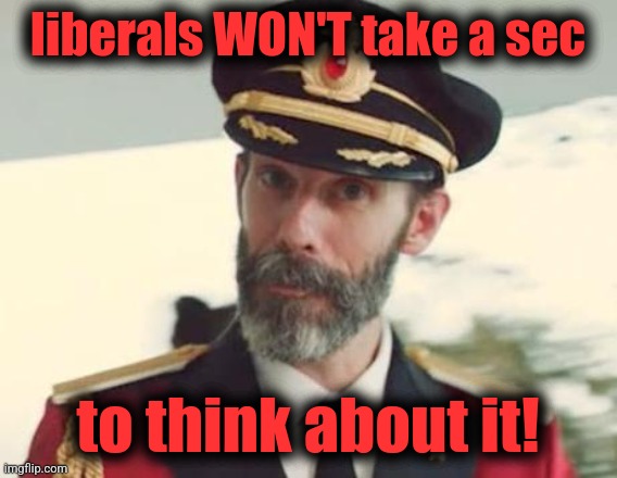 Captain Obvious | liberals WON'T take a sec to think about it! | image tagged in captain obvious | made w/ Imgflip meme maker