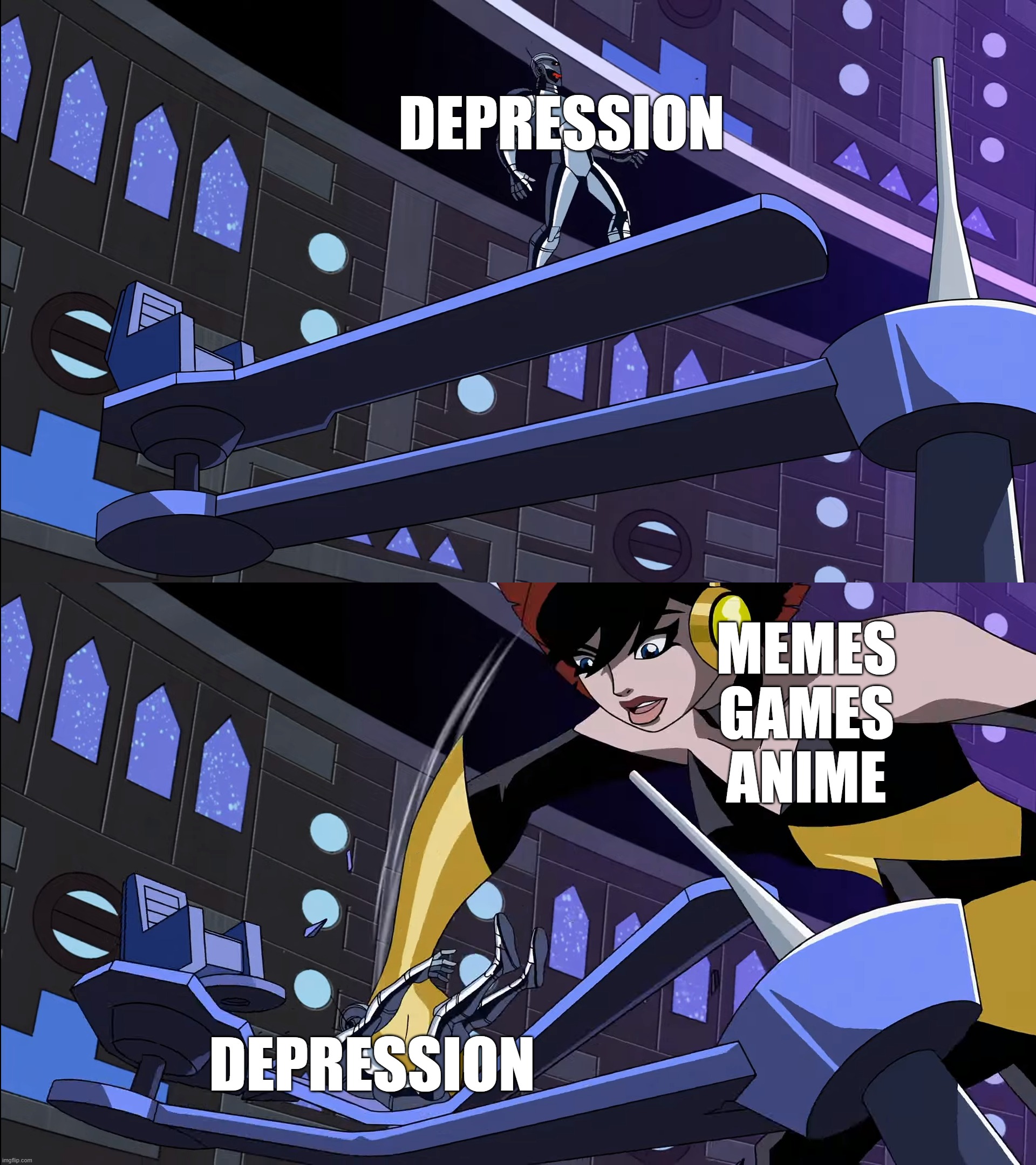 screw depression | DEPRESSION; MEMES
GAMES
ANIME; DEPRESSION | image tagged in depression | made w/ Imgflip meme maker