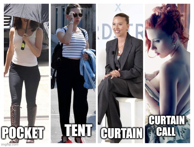 Scarlet johnson curtain call challenge | CURTAIN CALL; CURTAIN; TENT; POCKET | image tagged in fun | made w/ Imgflip meme maker