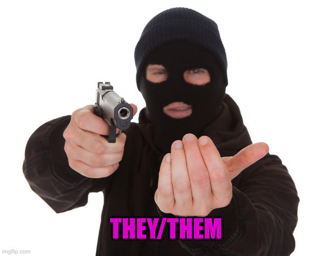 robbery | THEY/THEM | image tagged in robbery | made w/ Imgflip meme maker