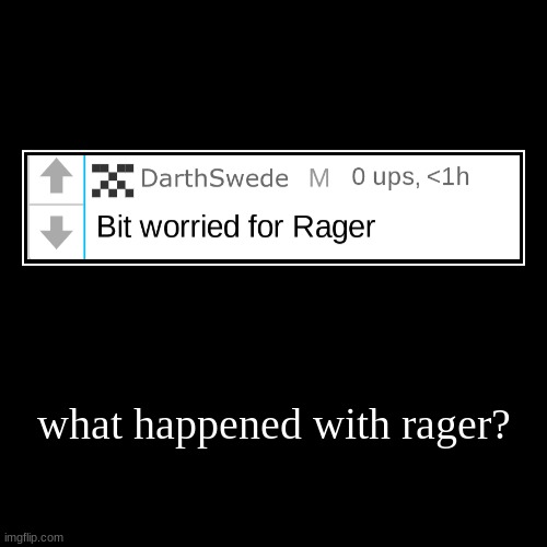 what happened with rager? | | image tagged in funny,demotivationals | made w/ Imgflip demotivational maker