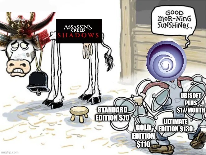 Time to milk the Ubisoft cash now | image tagged in ubisoft,memes,funny,lol,relatable memes | made w/ Imgflip meme maker