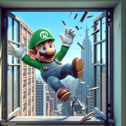 Lario getting thrown out of an window | image tagged in lario getting thrown out of an window | made w/ Imgflip meme maker