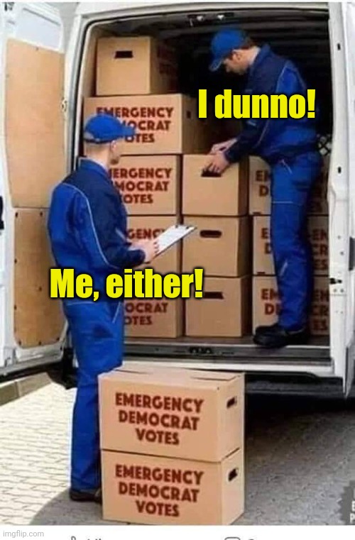 Emergency Democrat Votes | I dunno! Me, either! | image tagged in emergency democrat votes | made w/ Imgflip meme maker