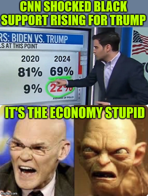CNN SHOCKED BLACK SUPPORT RISING FOR TRUMP IT'S THE ECONOMY STUPID | made w/ Imgflip meme maker