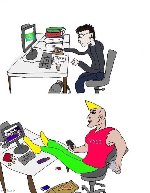virgin vs chad computer | image tagged in virgin vs chad computer | made w/ Imgflip meme maker
