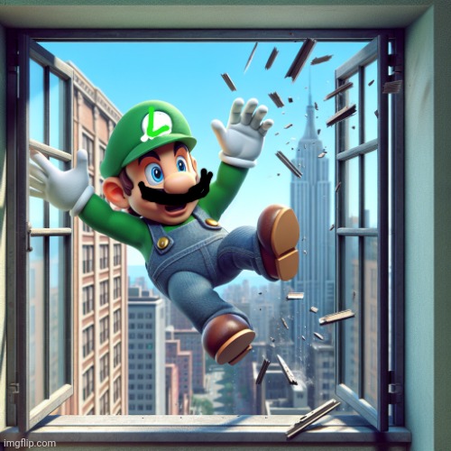 Lario getting thrown out of an window | image tagged in lario getting thrown out of an window | made w/ Imgflip meme maker
