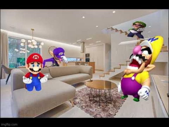 Wario dies because he ate an mini and mega mushroom at the same time and explode | made w/ Imgflip meme maker