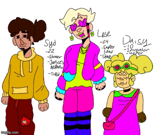 Main three redesigns!! | image tagged in neonworld | made w/ Imgflip meme maker