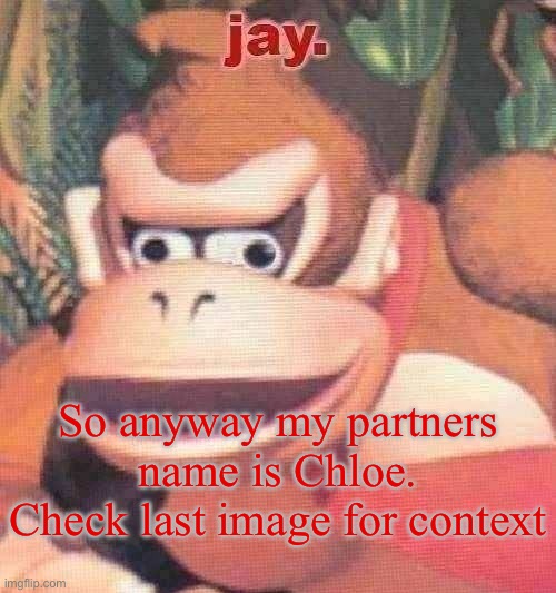 jay. announcement temp | So anyway my partners name is Chloe. Check last image for context | image tagged in jay announcement temp | made w/ Imgflip meme maker