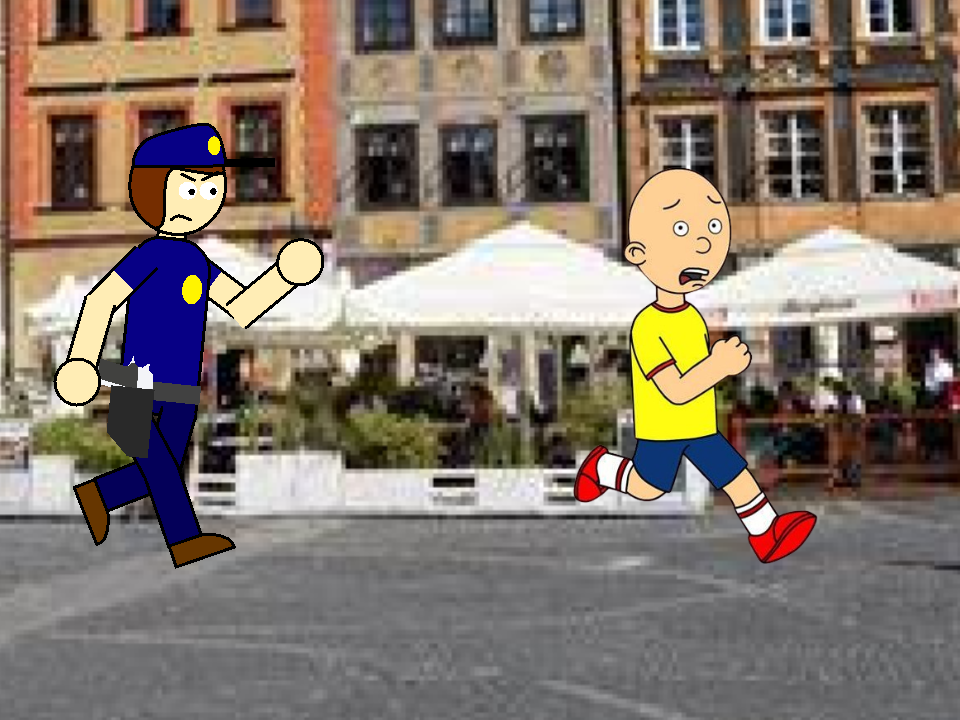 caillou gets chased by police officer Blank Meme Template