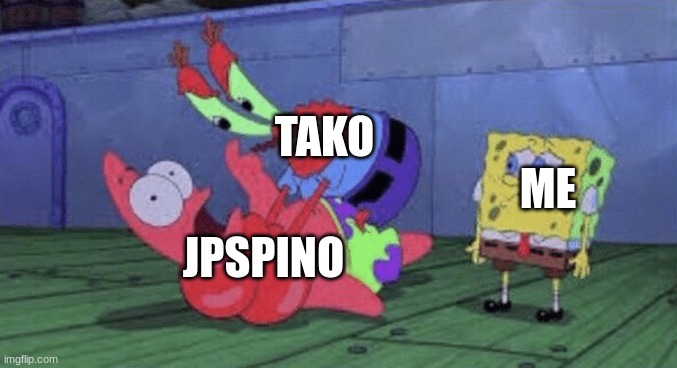 Mr. Krabs Choking Patrick | TAKO; ME; JPSPINO | image tagged in mr krabs choking patrick | made w/ Imgflip meme maker