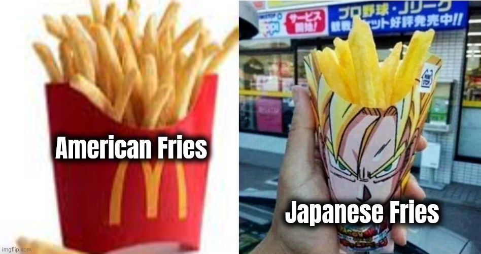 Worth the Trip ? | American Fries; Japanese Fries | image tagged in mcdonald s french fries,japanizing beam,they're the same picture,well yes but actually no,sad potato | made w/ Imgflip meme maker