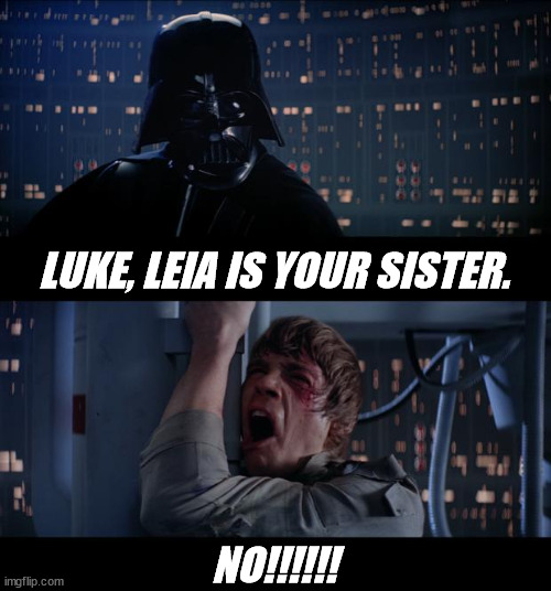 The Truth Hurts | LUKE, LEIA IS YOUR SISTER. NO!!!!!! | image tagged in memes,star wars no,leia,luke,sister,vader | made w/ Imgflip meme maker