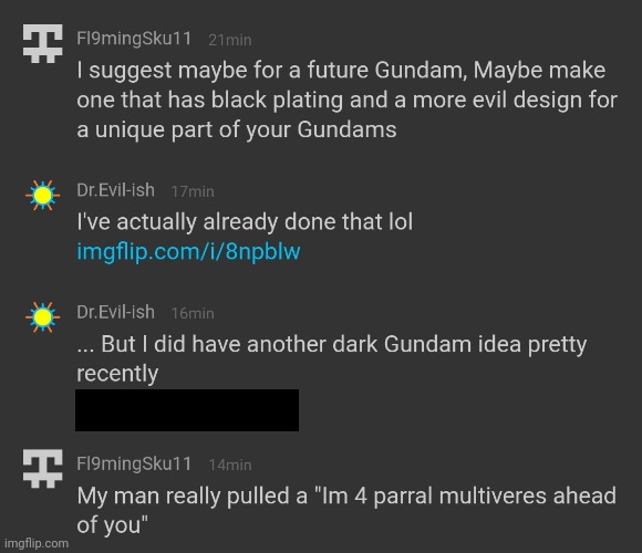 Funny memechat messages from me showing skull my Gundams | made w/ Imgflip meme maker