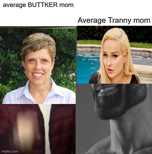 Average Fan vs Average Enjoyer | average BUTTKER mom Average Tranny mom | image tagged in average fan vs average enjoyer | made w/ Imgflip meme maker