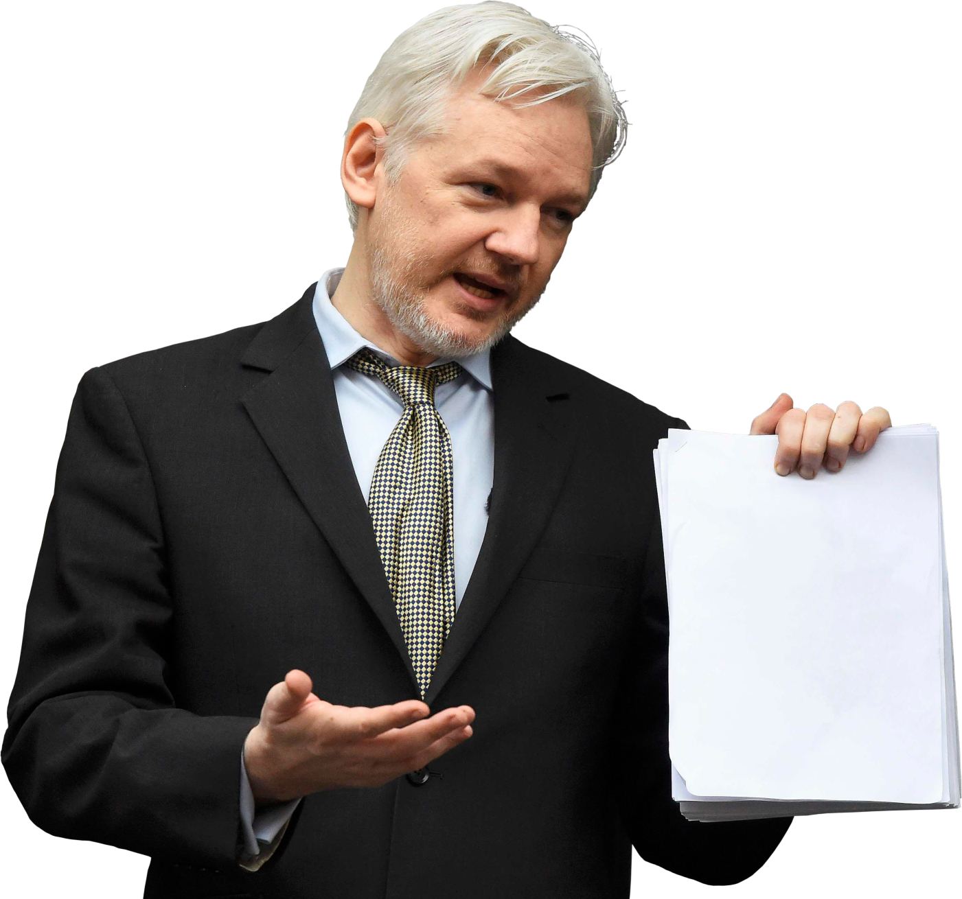 High Quality Julian Assange Holding Paper Blank Meme Template