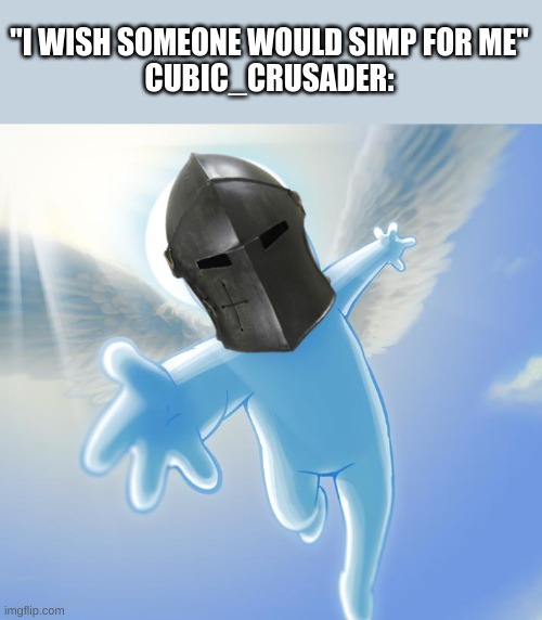 has happened some times :3 | "I WISH SOMEONE WOULD SIMP FOR ME"
CUBIC_CRUSADER: | image tagged in angel,i have kids in my basement,siwwy | made w/ Imgflip meme maker