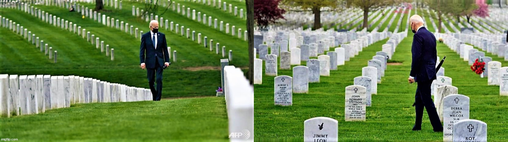 Biden at Arlington Cemetary | image tagged in biden at arlington cemetary | made w/ Imgflip meme maker
