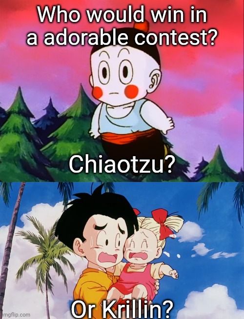 Who would win in a adorable contest? Chiaotzu? Or Krillin? | made w/ Imgflip meme maker