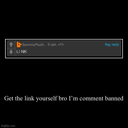 Get the link yourself bro I’m comment banned | | image tagged in demotivationals | made w/ Imgflip demotivational maker
