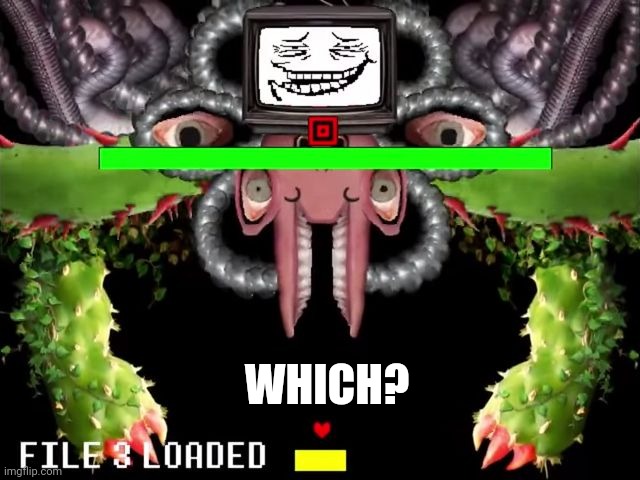 Omega Flowey Troll Face | WHICH? | image tagged in omega flowey troll face | made w/ Imgflip meme maker