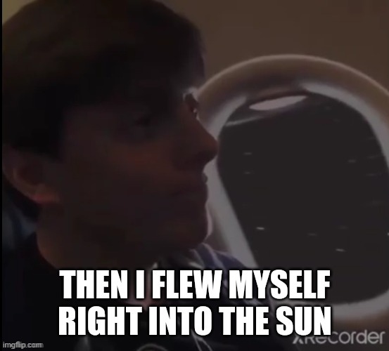 Then I flew myself right into the sun | image tagged in then i flew myself right into the sun | made w/ Imgflip meme maker