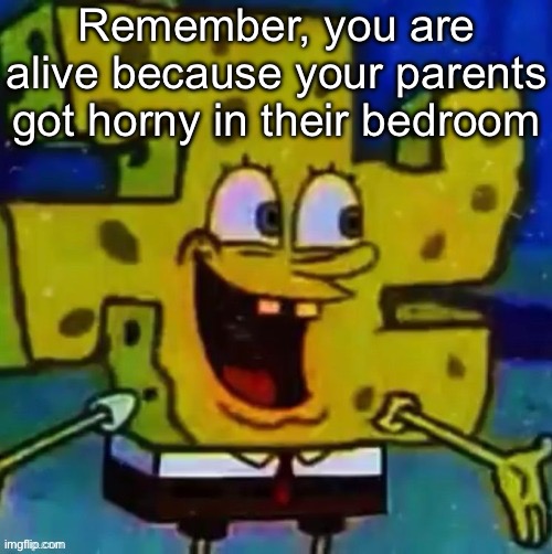 nazi SpongeBob | Remember, you are alive because your parents got horny in their bedroom | image tagged in nazi spongebob | made w/ Imgflip meme maker