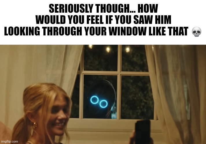 My best friend just pointed out how scary this part is in the Long Drives music video... honestly she's right | SERIOUSLY THOUGH... HOW WOULD YOU FEEL IF YOU SAW HIM LOOKING THROUGH YOUR WINDOW LIKE THAT 💀 | image tagged in boywithuke,long drives,music video,scary | made w/ Imgflip meme maker