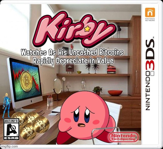 the new intendo game! | image tagged in nintendo,kirby,fake games,fake intendo games,bitcoin,kirby bitcoin | made w/ Imgflip meme maker