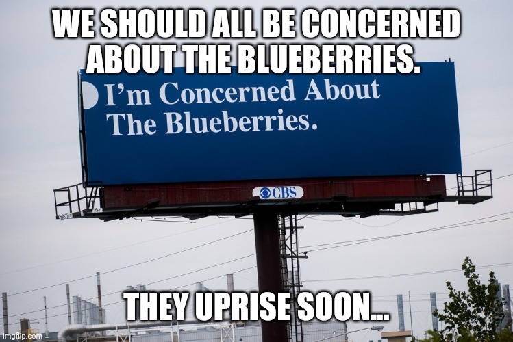 They uprise soon... | WE SHOULD ALL BE CONCERNED ABOUT THE BLUEBERRIES. THEY UPRISE SOON... | image tagged in i'm concerned about the blueberries | made w/ Imgflip meme maker