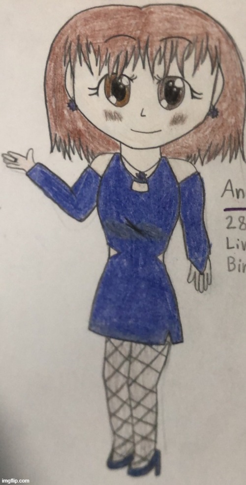 I had to get a little creative with the dress | image tagged in anime,anime girl,drawings | made w/ Imgflip meme maker