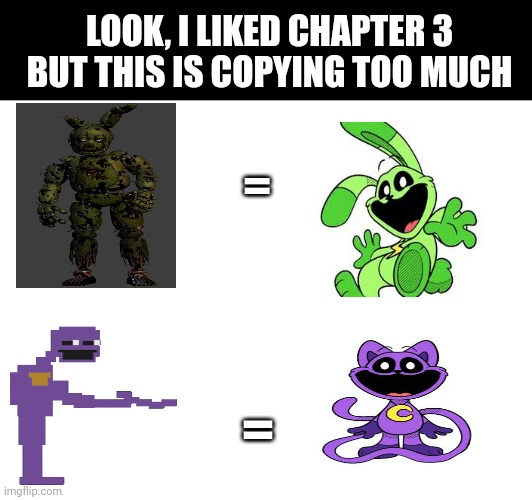 LOOK, I LIKED CHAPTER 3 BUT THIS IS COPYING TOO MUCH; =; = | made w/ Imgflip meme maker