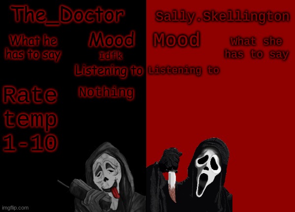 Doctor and sally | Idfk; Rate temp 1-10; Nothing | image tagged in doctor and sally | made w/ Imgflip meme maker
