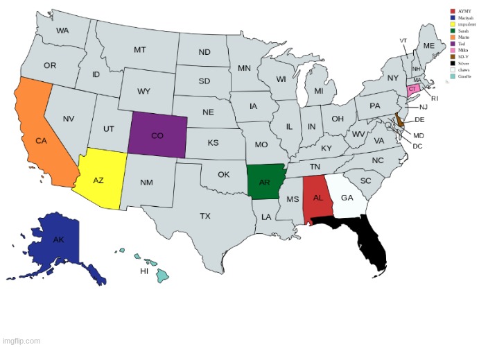notice how this goes in alphabetical order. the more people who comment, the more states get filled up. | made w/ Imgflip meme maker