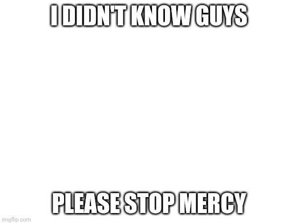 I DIDN'T KNOW GUYS; PLEASE STOP MERCY | made w/ Imgflip meme maker