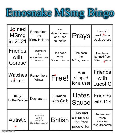 Darn | image tagged in emosnake msmg bingo | made w/ Imgflip meme maker