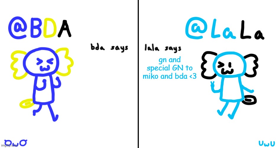 bda and lala announcment temp | gn and special GN to miko and bda <3 | image tagged in bda and lala announcment temp | made w/ Imgflip meme maker