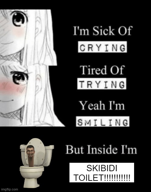 I'm Sick Of Crying | SKIBIDI TOILET!!!!!!!!!!! | image tagged in i'm sick of crying | made w/ Imgflip meme maker