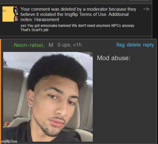 image tagged in mod abuse | made w/ Imgflip meme maker